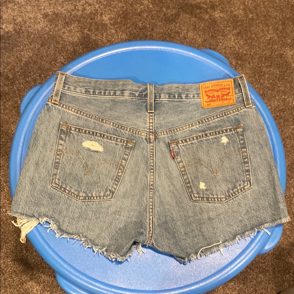 Levi's Women's 501 Distressed Medium Wash Jean Shorts
